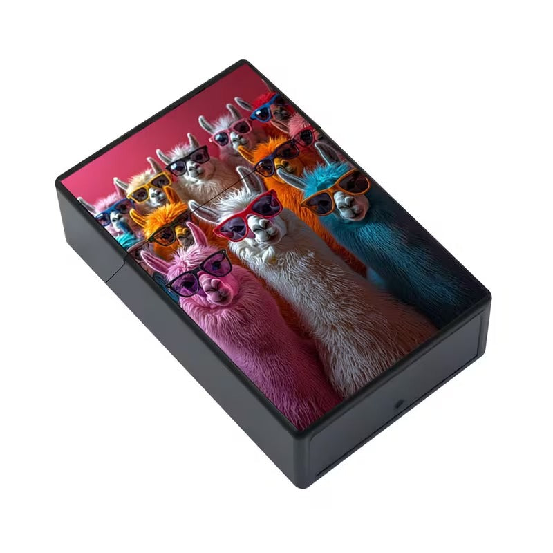 Cigarette Case Llamas with Glasses
