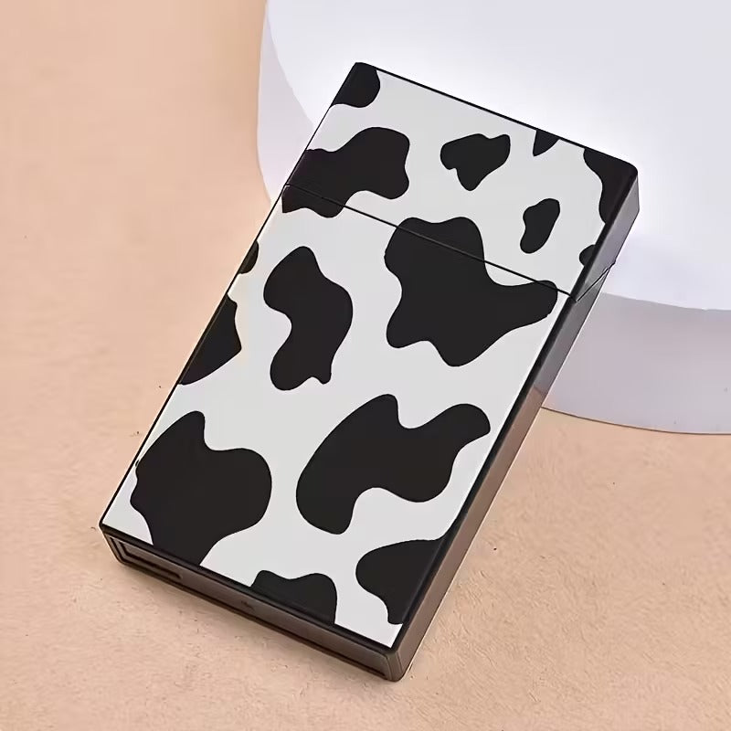 Cigarette Case White with Black Spots Slim