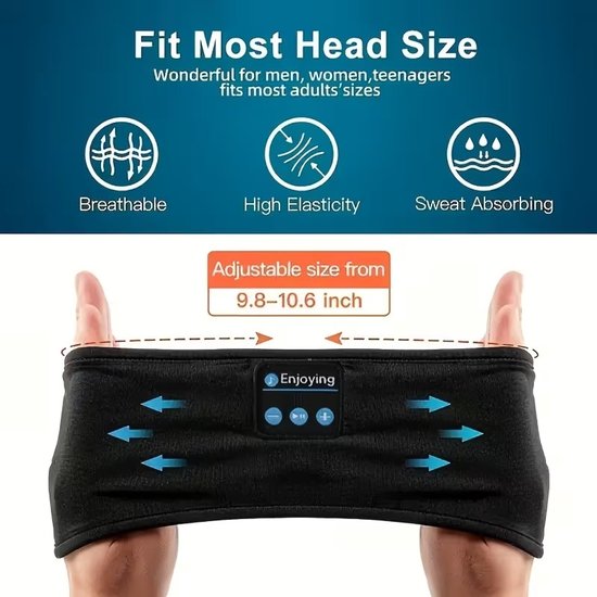 Slaaphoofdtelefoon met Bluetooth - Zwart