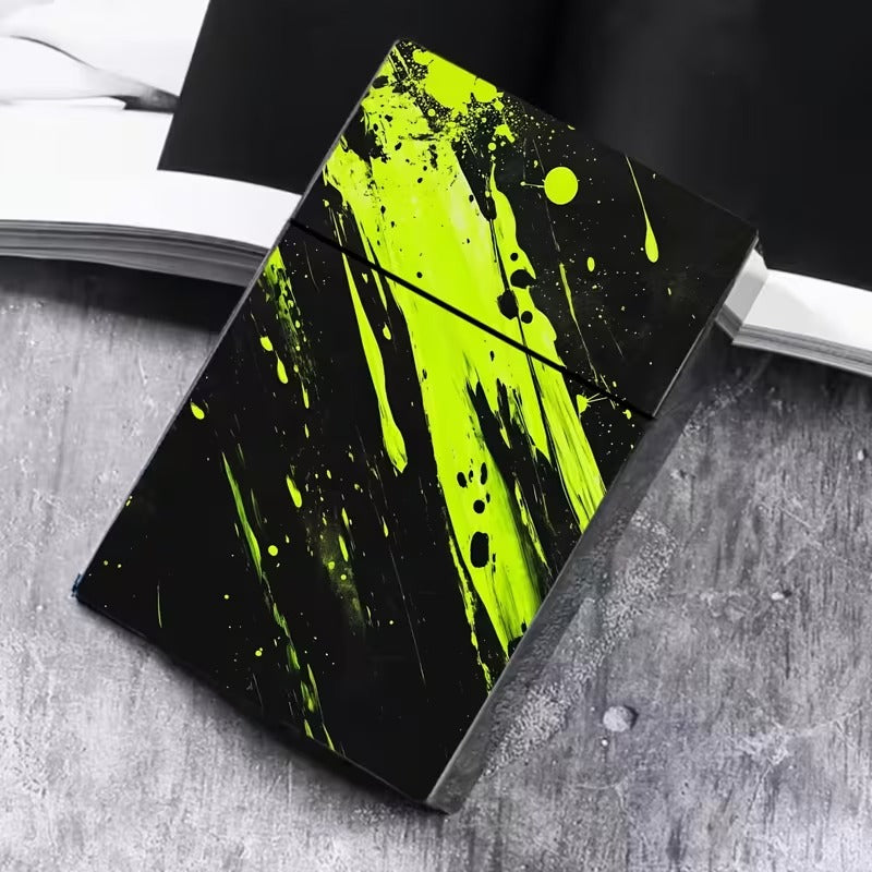 Cigarette Case Neon Green Splatter